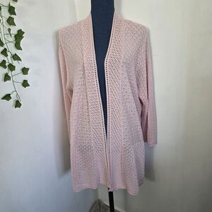 Basic Editions Woman Light Pink Open Front Cardigan Sweater
